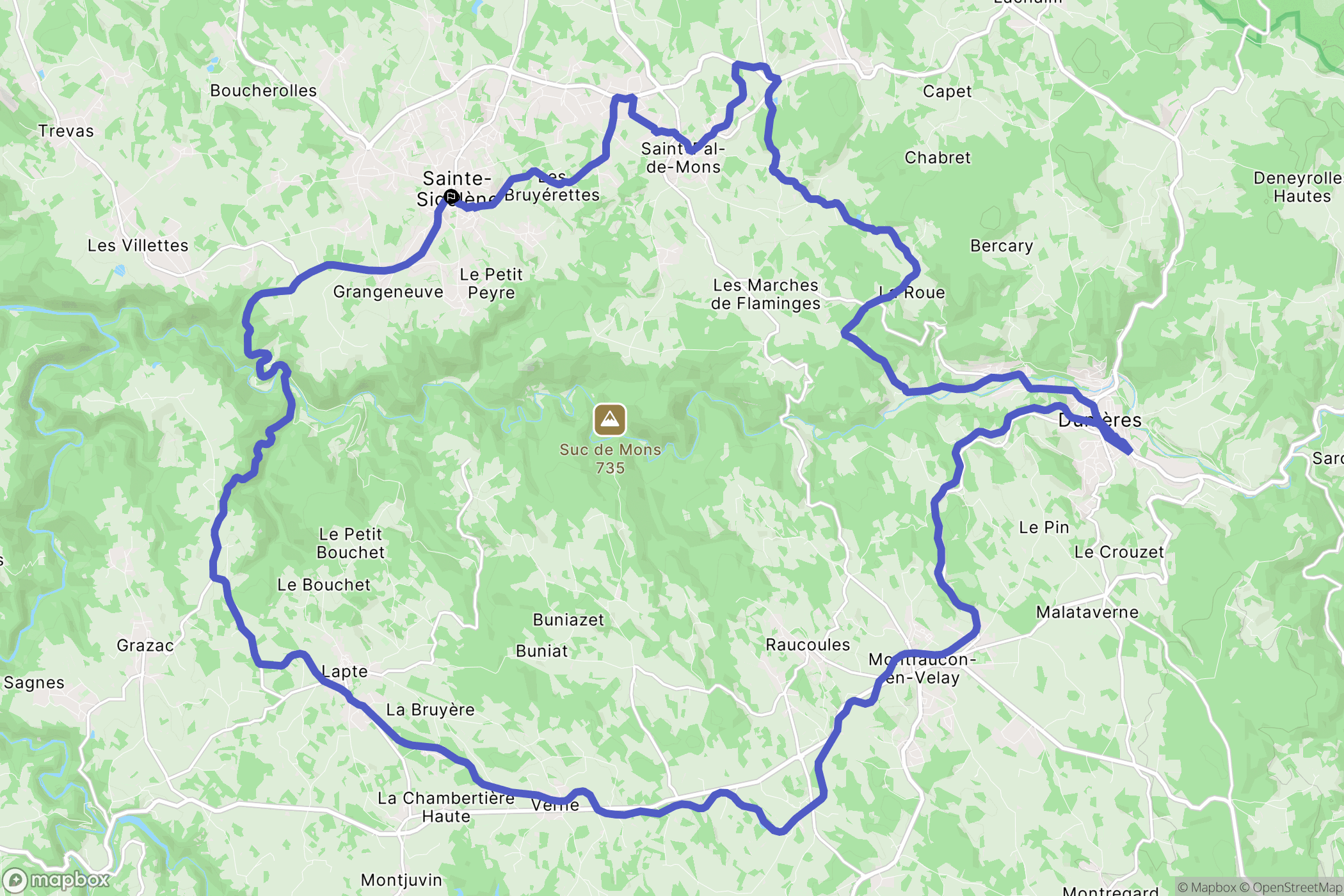 Sainte-Sigolène : carte du parcours de randonnée - France