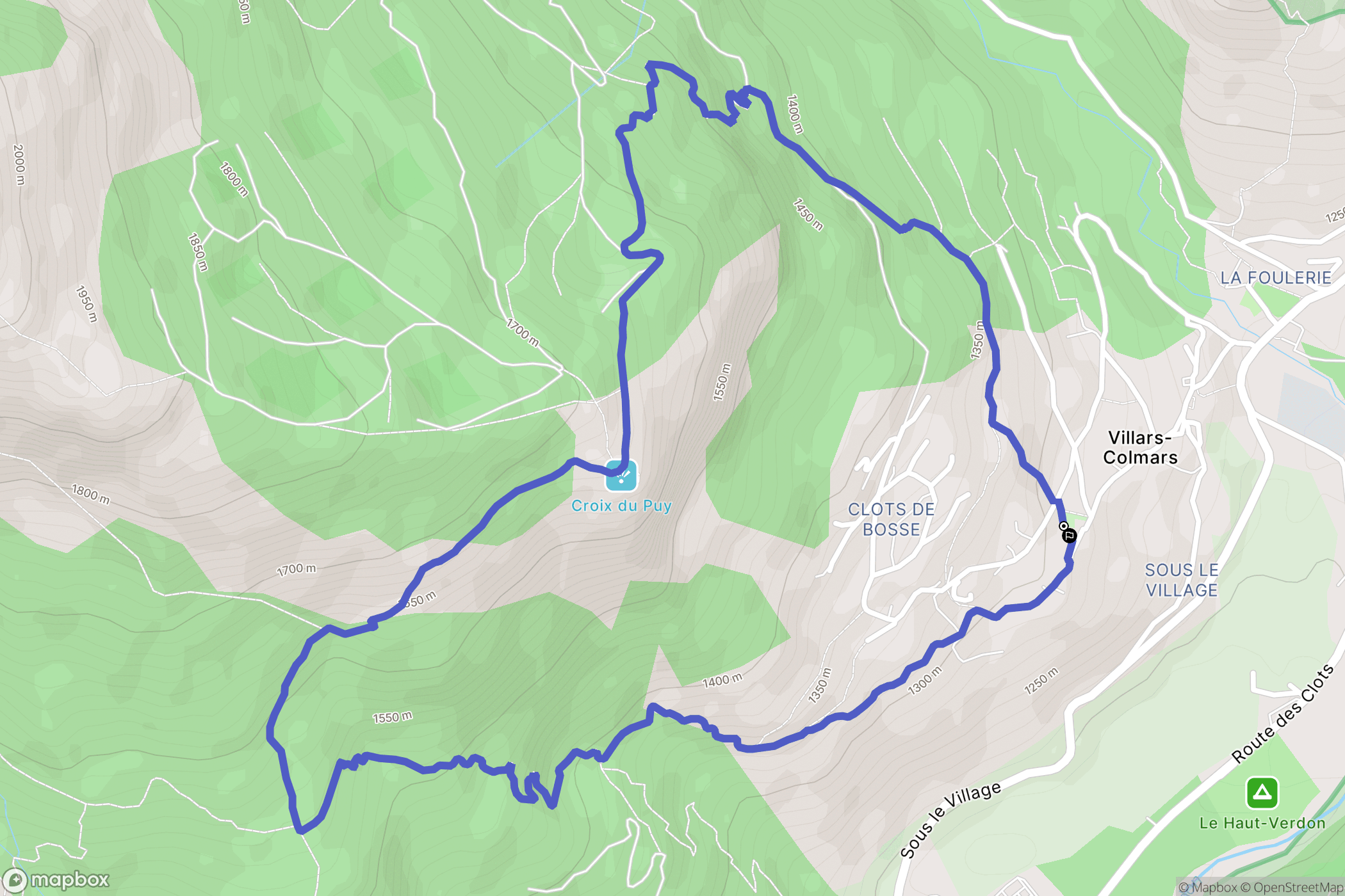 Villars-Colmars : carte du parcours de randonnée - France