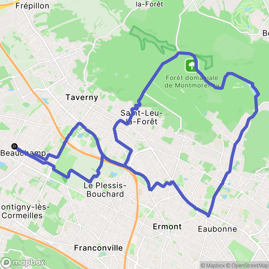Beauchamp : carte du parcours de randonnée - France