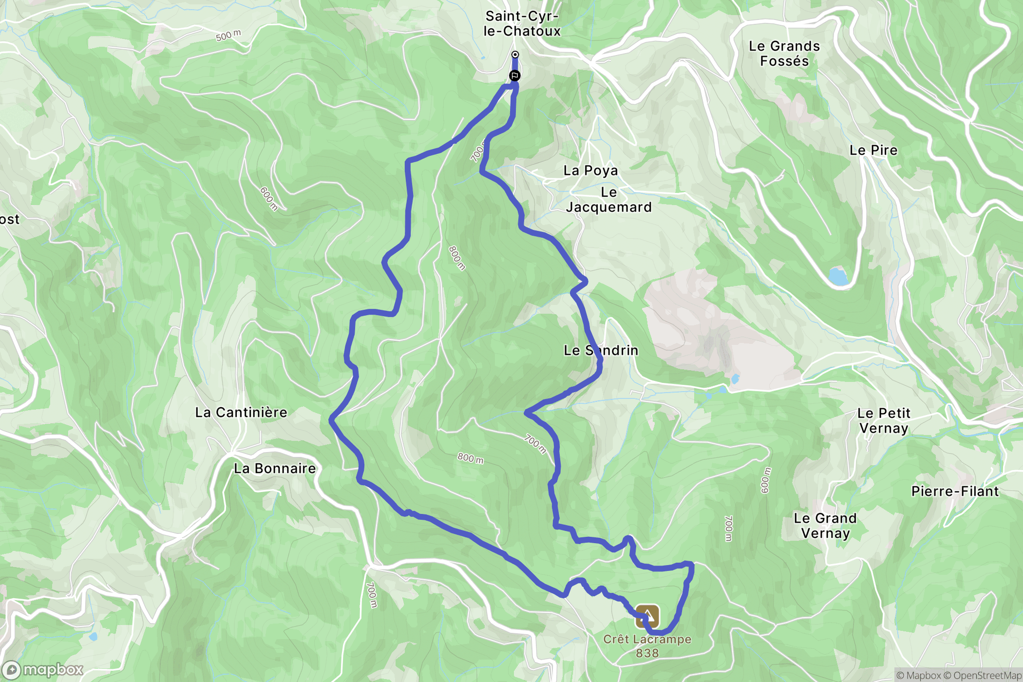 Saint-Cyr-le-Chatoux : carte du parcours de randonnée - France