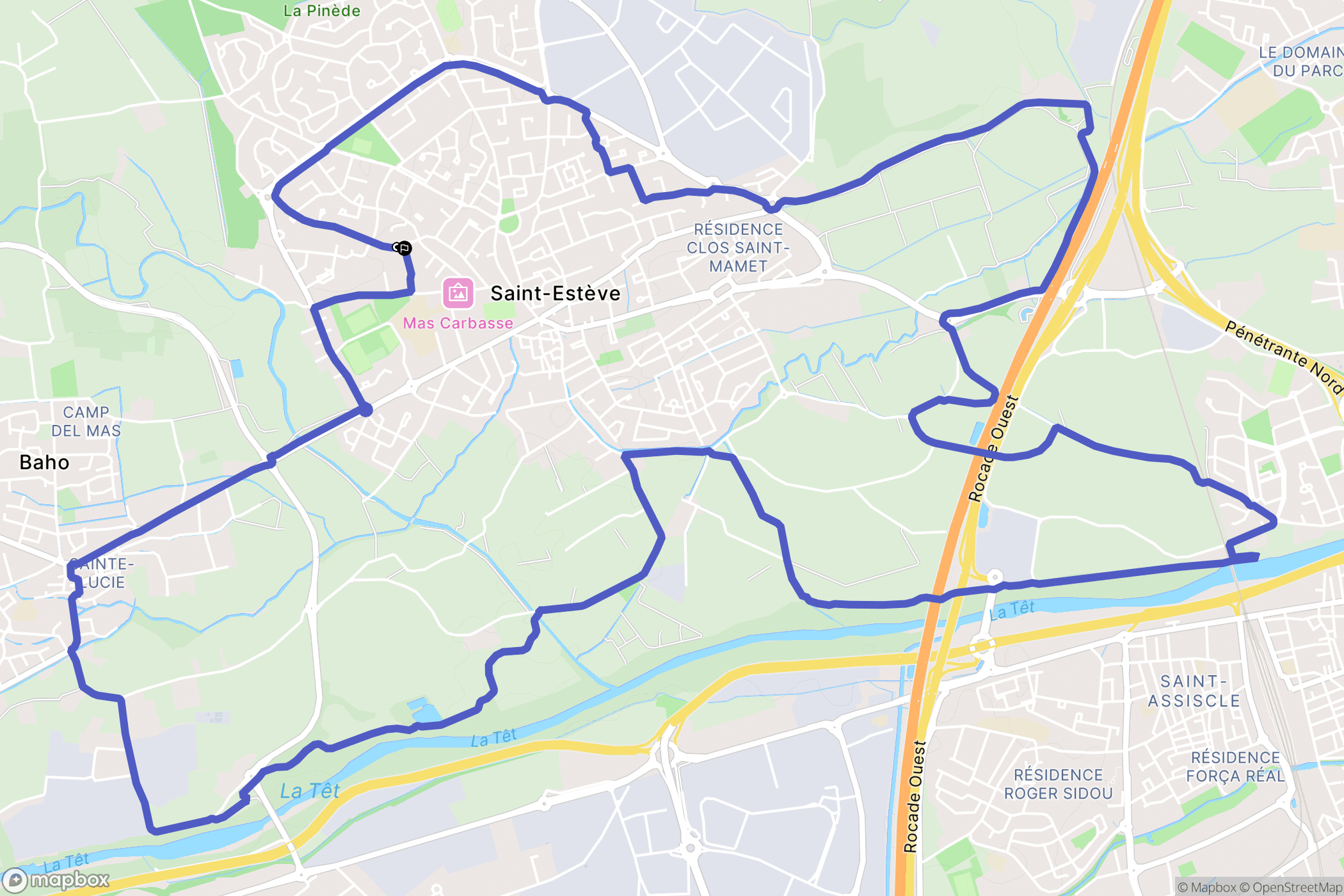 Saint-Estève : carte du parcours de randonnée - France