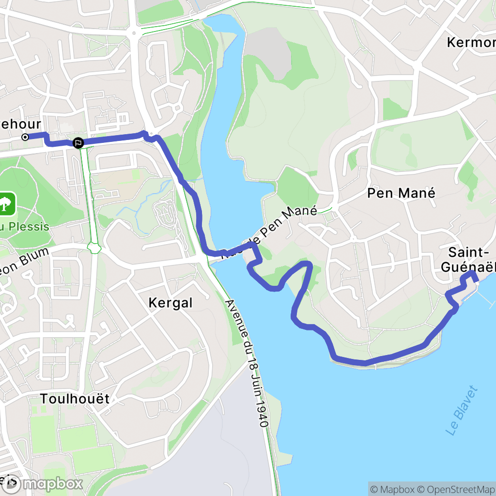 Lanester : carte du parcours de randonnée - France