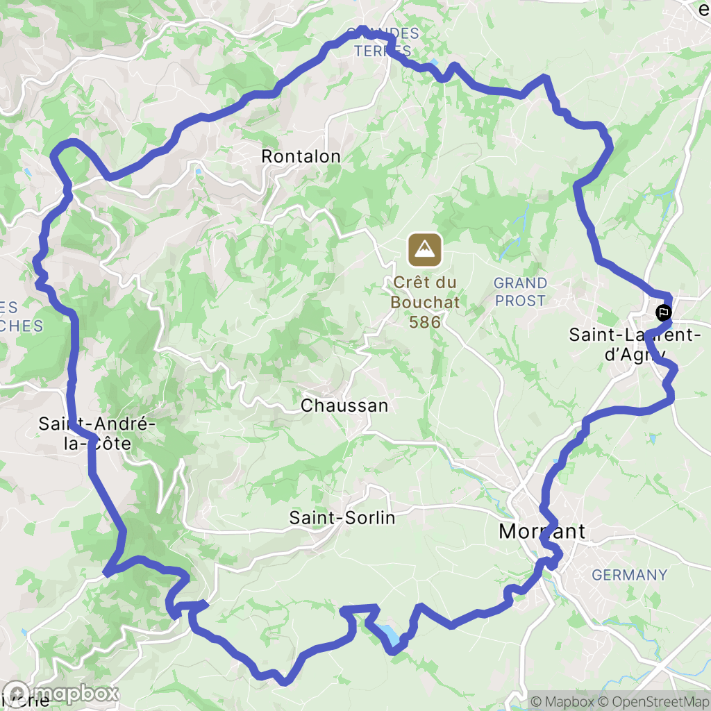 Saint-Laurent-d'Agny : carte du parcours de randonnée - France