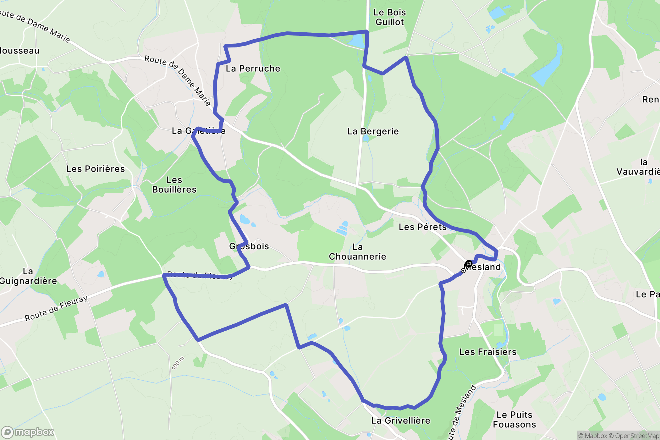 Mesland : carte du parcours de randonnée - France