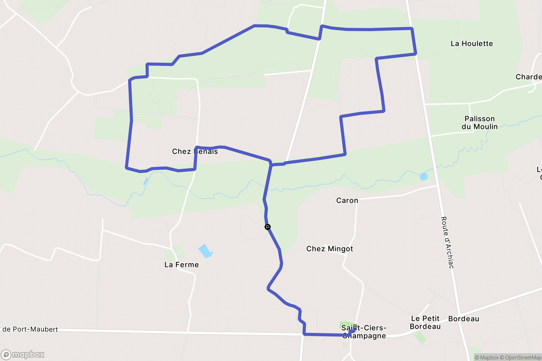 Saint-Ciers-Champagne : carte du parcours de randonnée - France