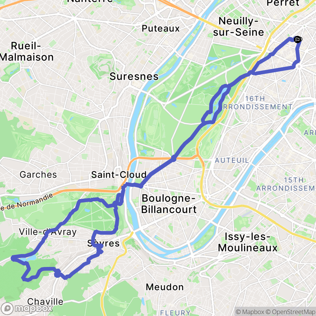 Paris : carte du parcours de randonnée - France