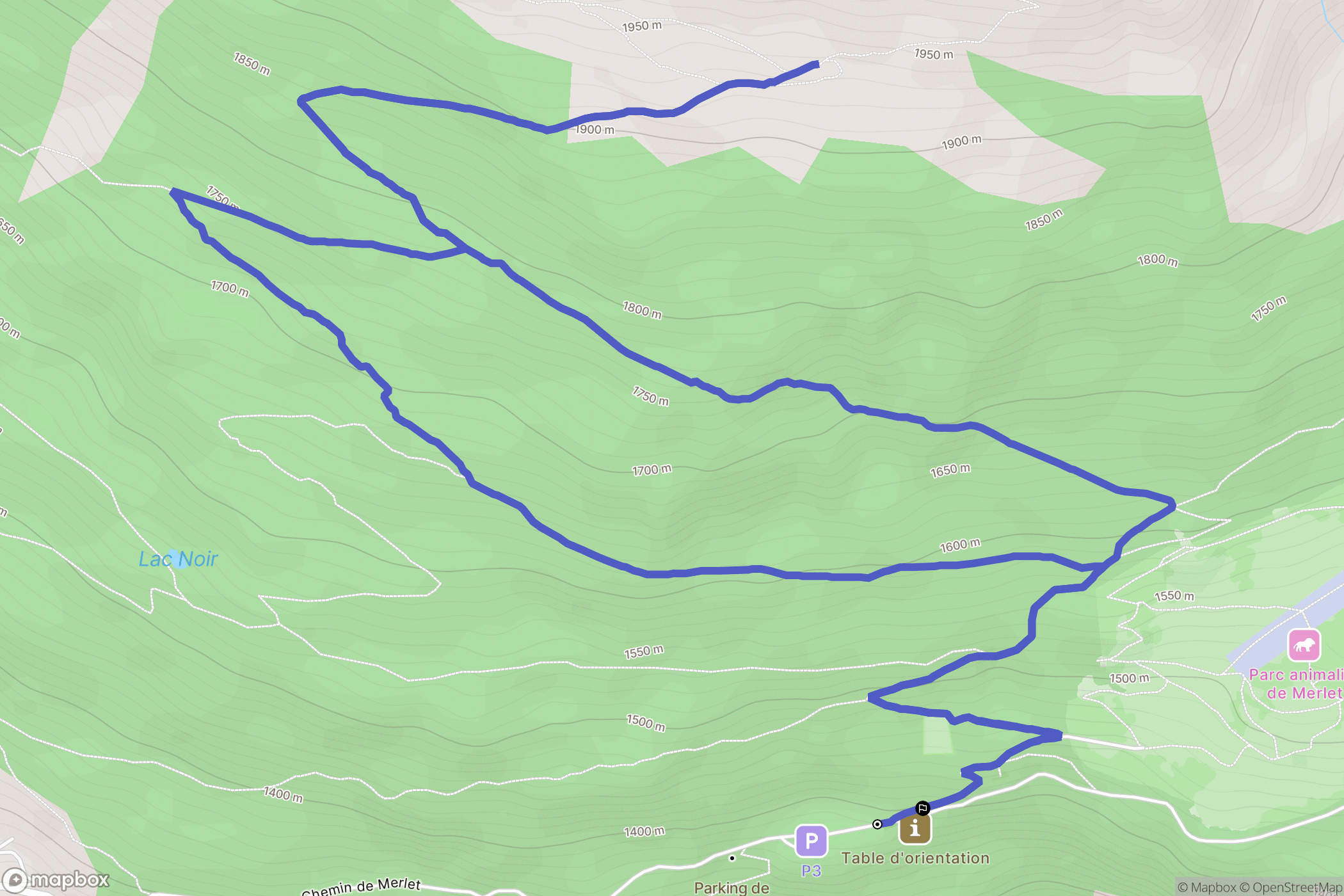 Les Houches : carte du parcours de randonnée - France