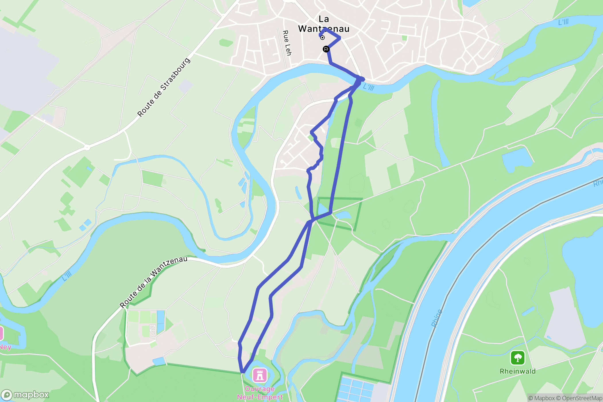 La Wantzenau : carte du parcours de randonnée - France