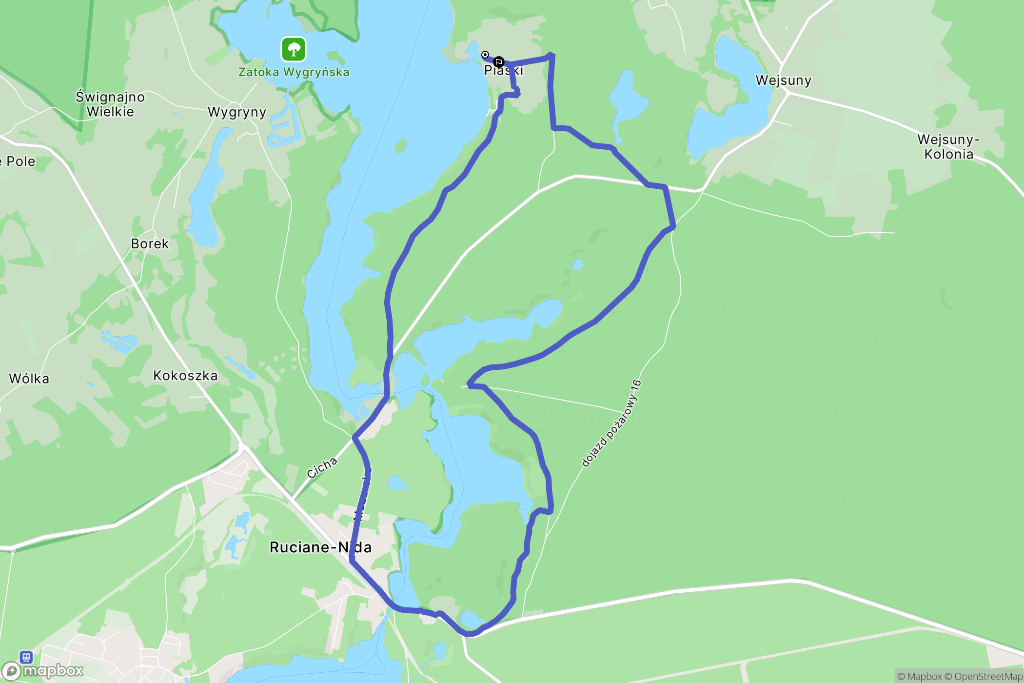 Piaski: mapa trasy - Poland