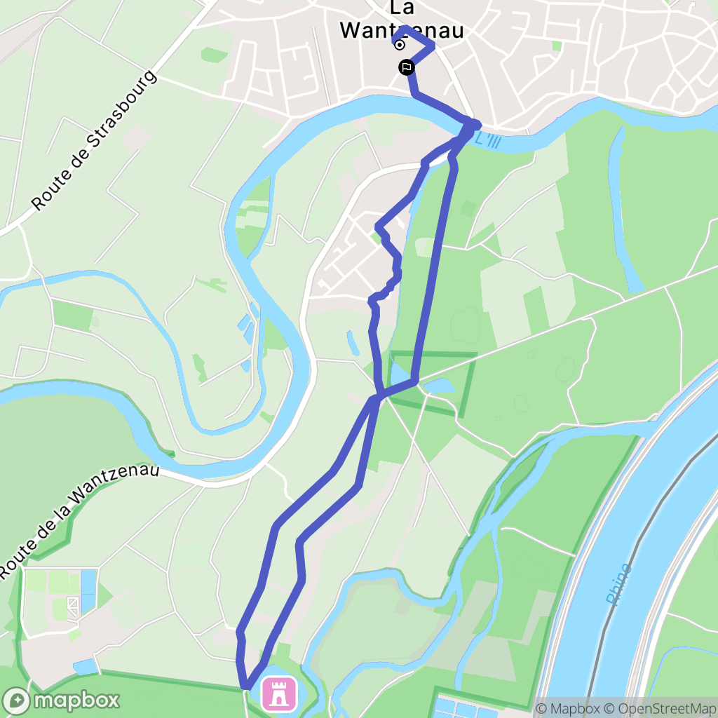 La Wantzenau : carte du parcours de randonnée - France