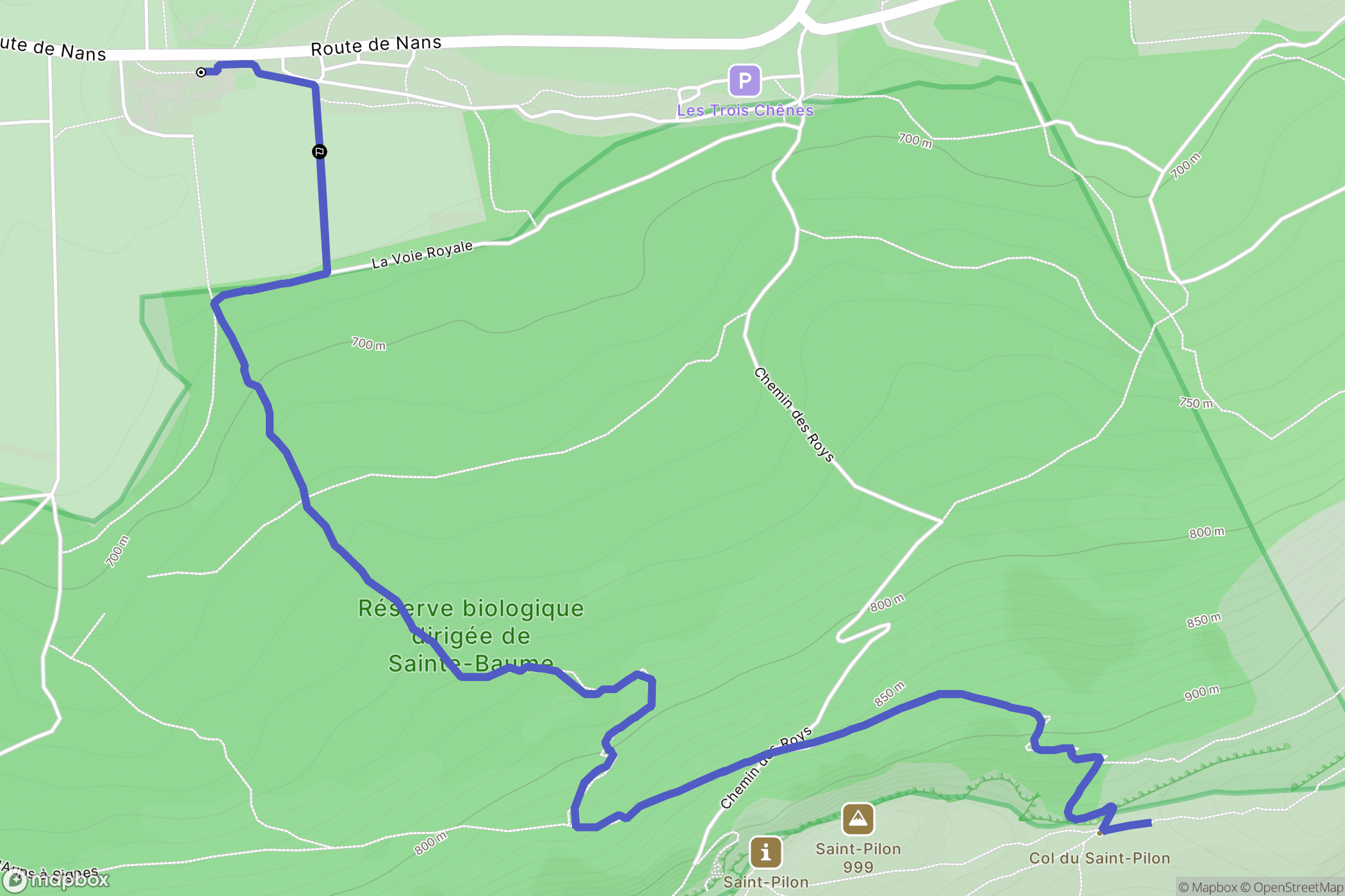 Plan-d'Aups-Sainte-Baume : carte du parcours de randonnée - France