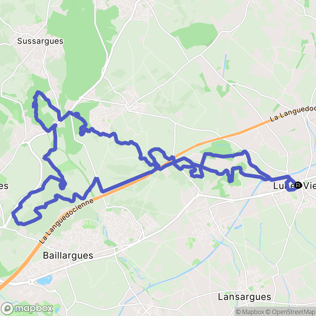 Lunel-Viel : carte du parcours de randonnée - France