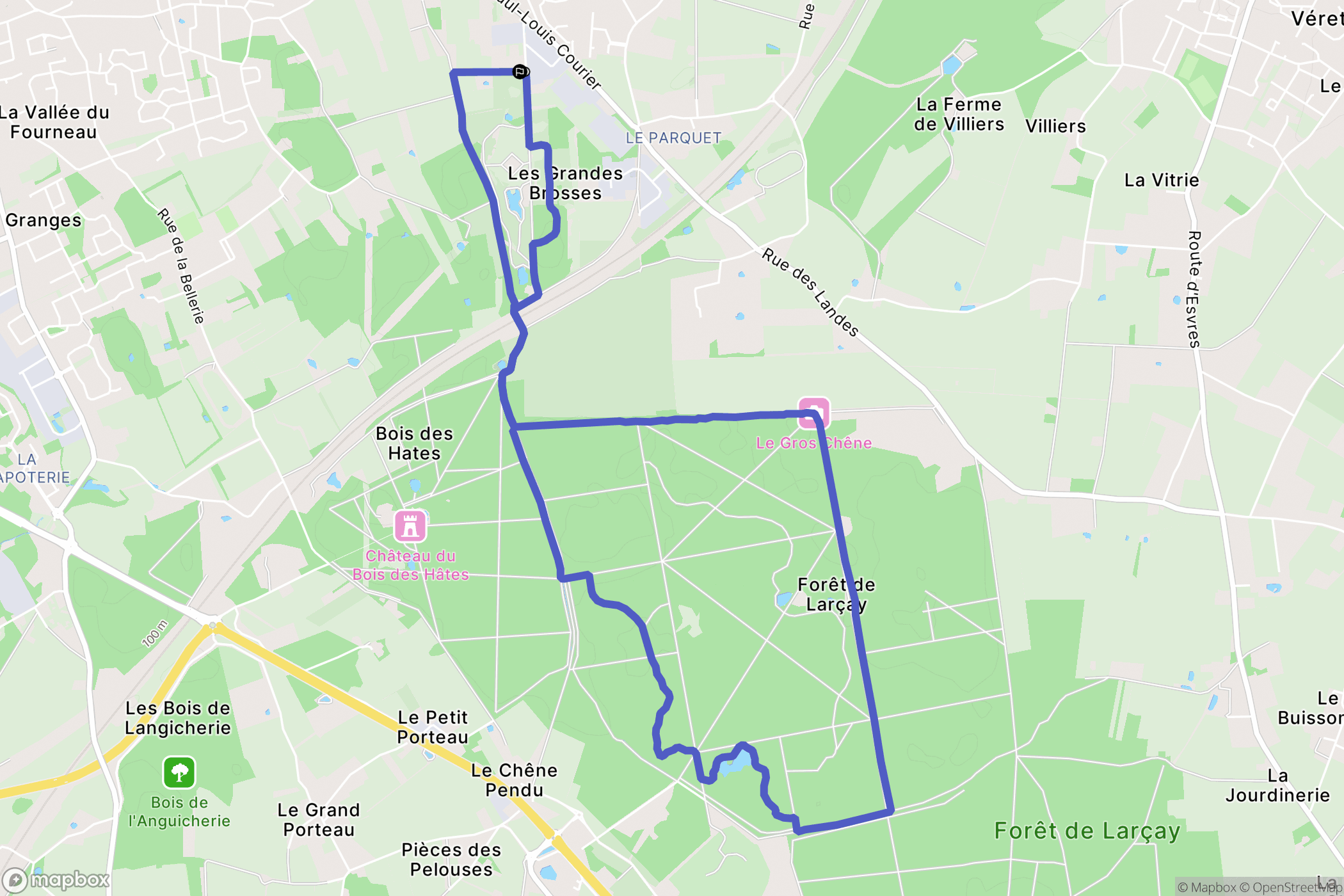 Larçay : carte du parcours de randonnée - France