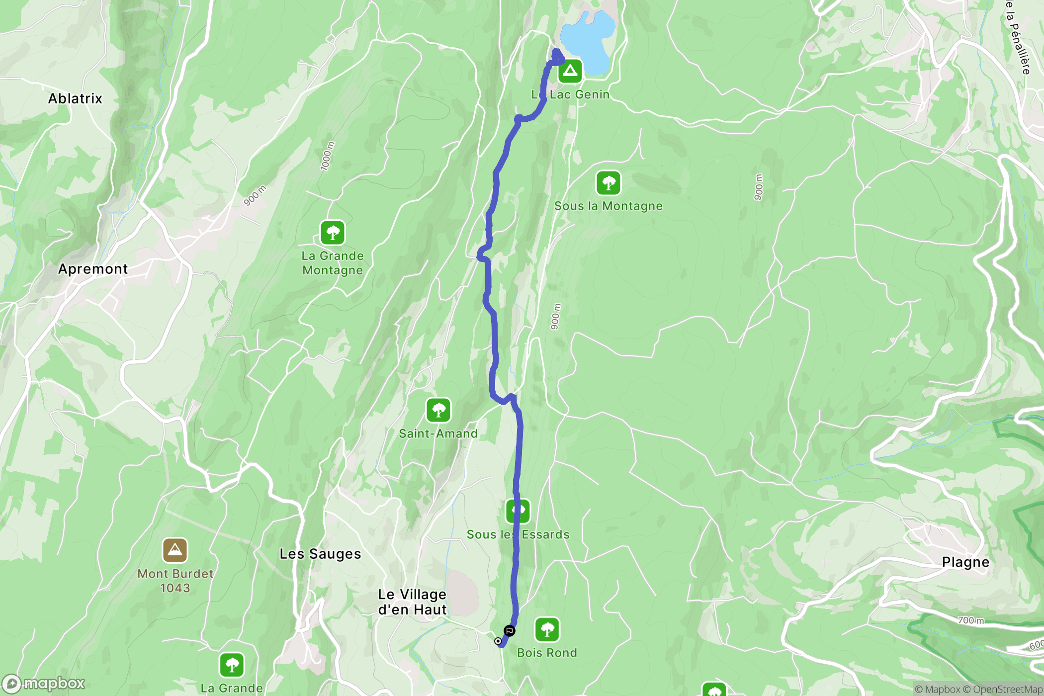 Charix : carte du parcours de randonnée - France