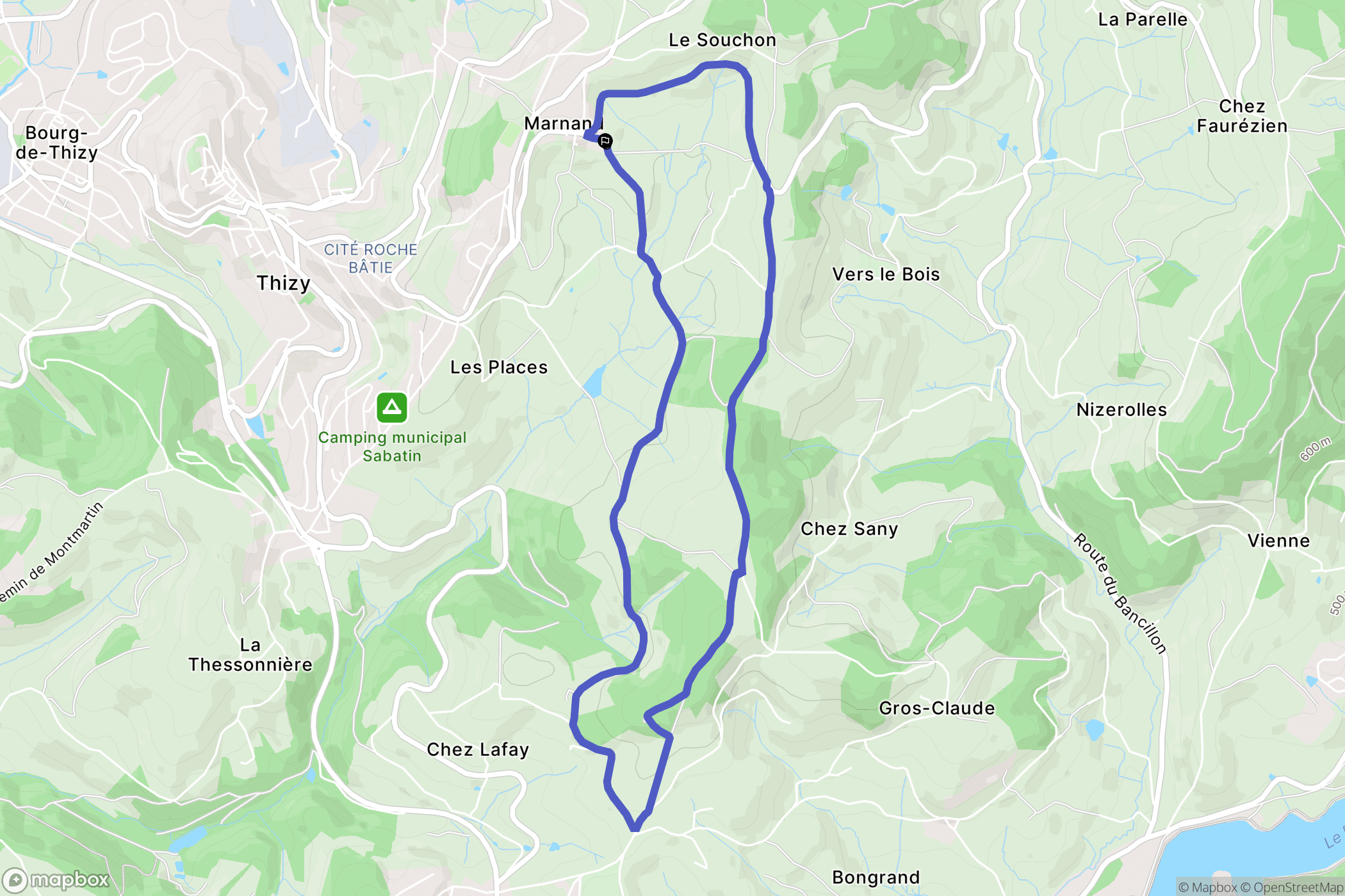 Thizy-les-Bourgs : carte du parcours de randonnée - France