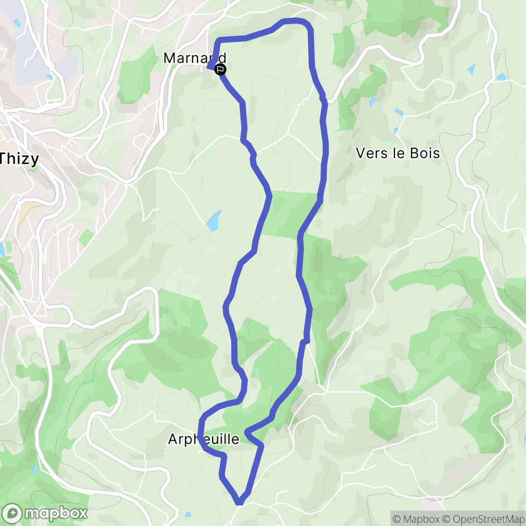 Thizy-les-Bourgs : carte du parcours de randonnée - France