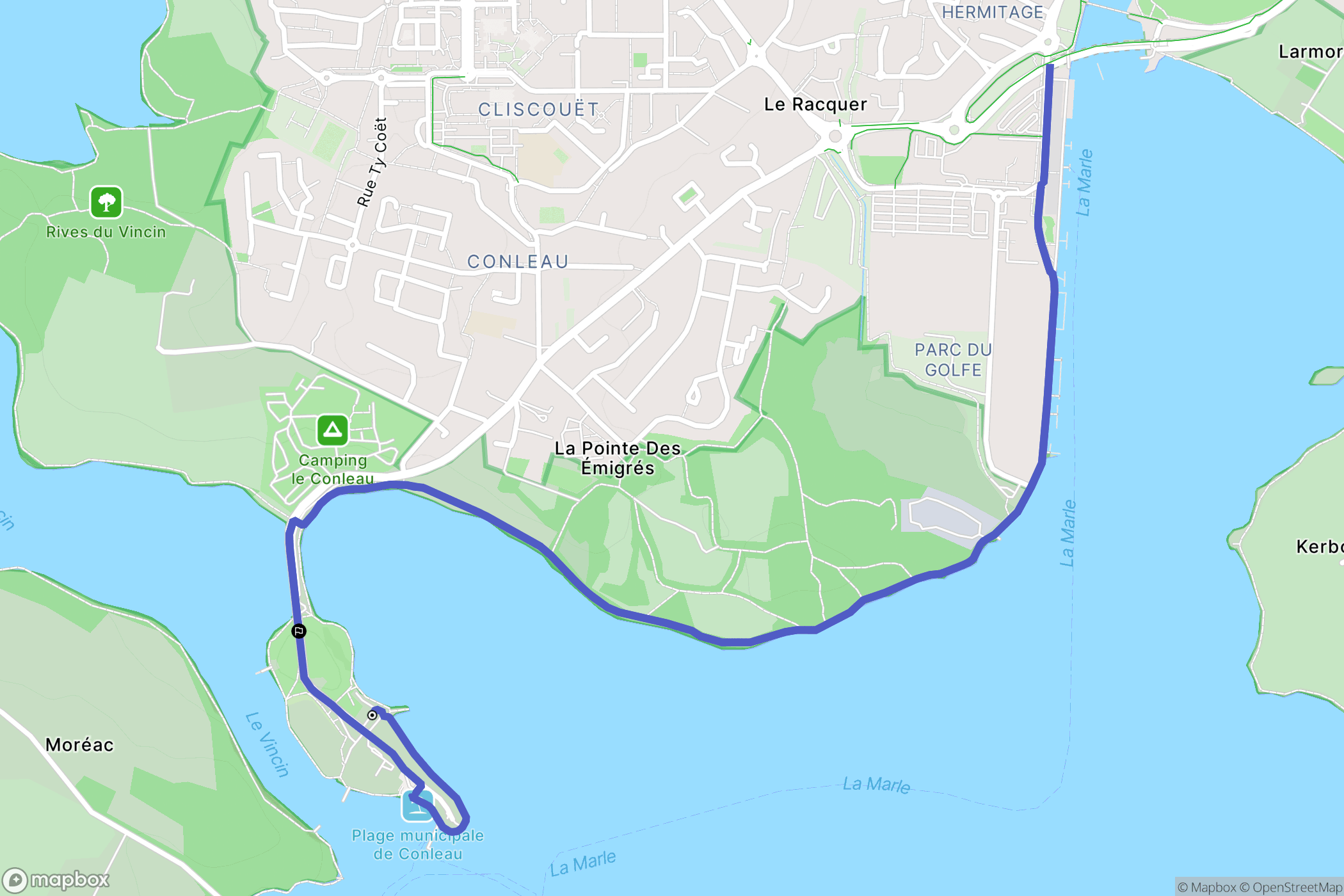 Vannes : carte du parcours de randonnée - France