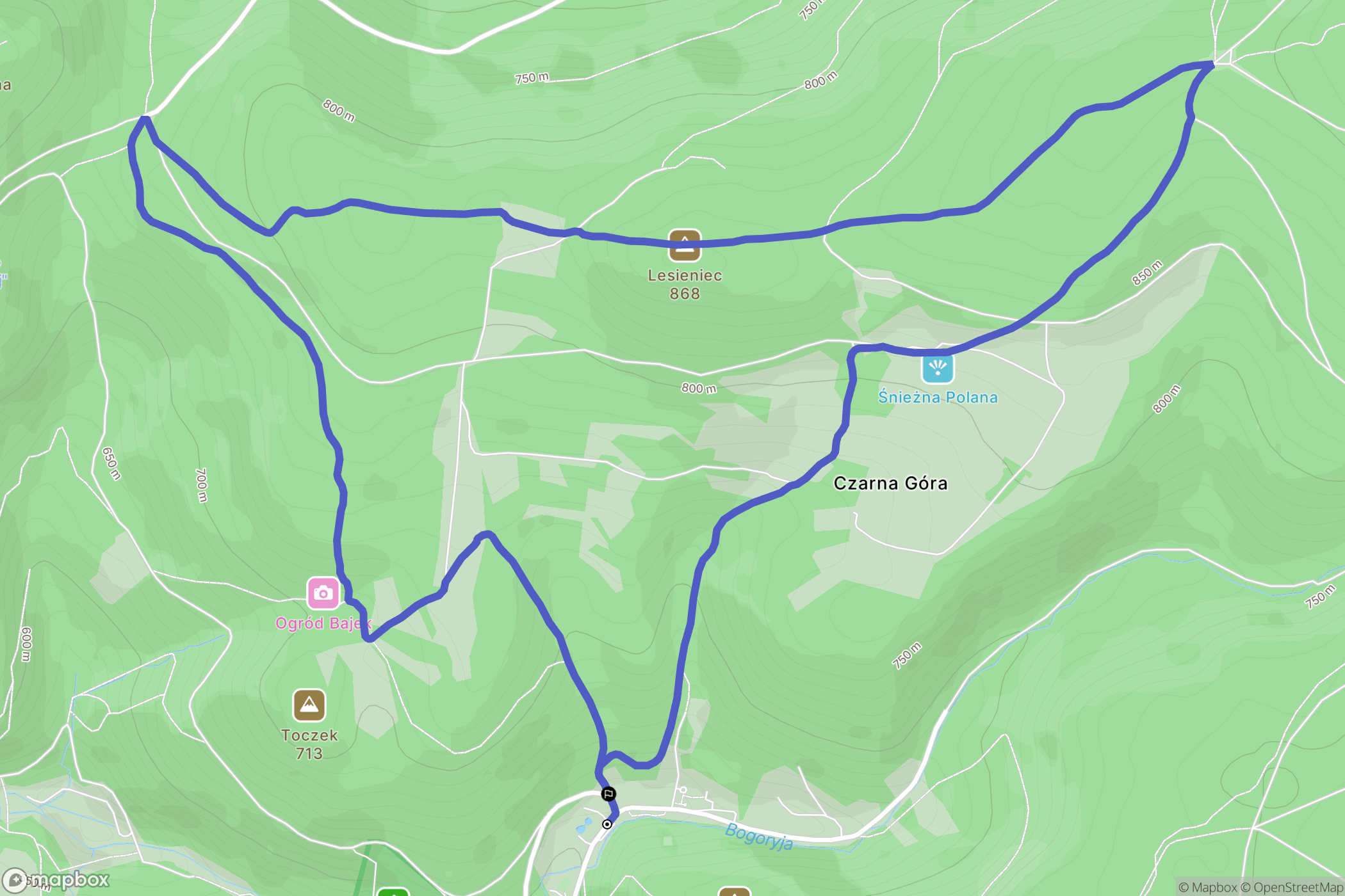 Międzygórze: mapa trasy - Poland