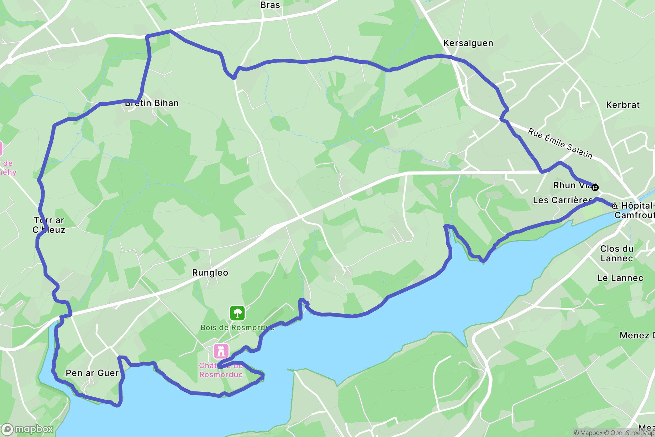 Hôpital-Camfrout : carte du parcours de randonnée - France