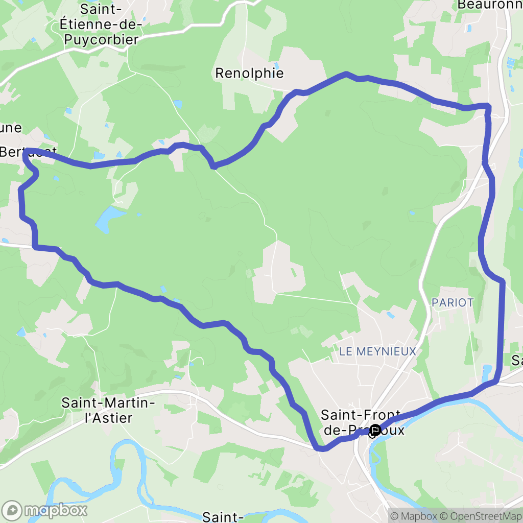 Saint-Front-de-Pradoux : carte du parcours de randonnée - France