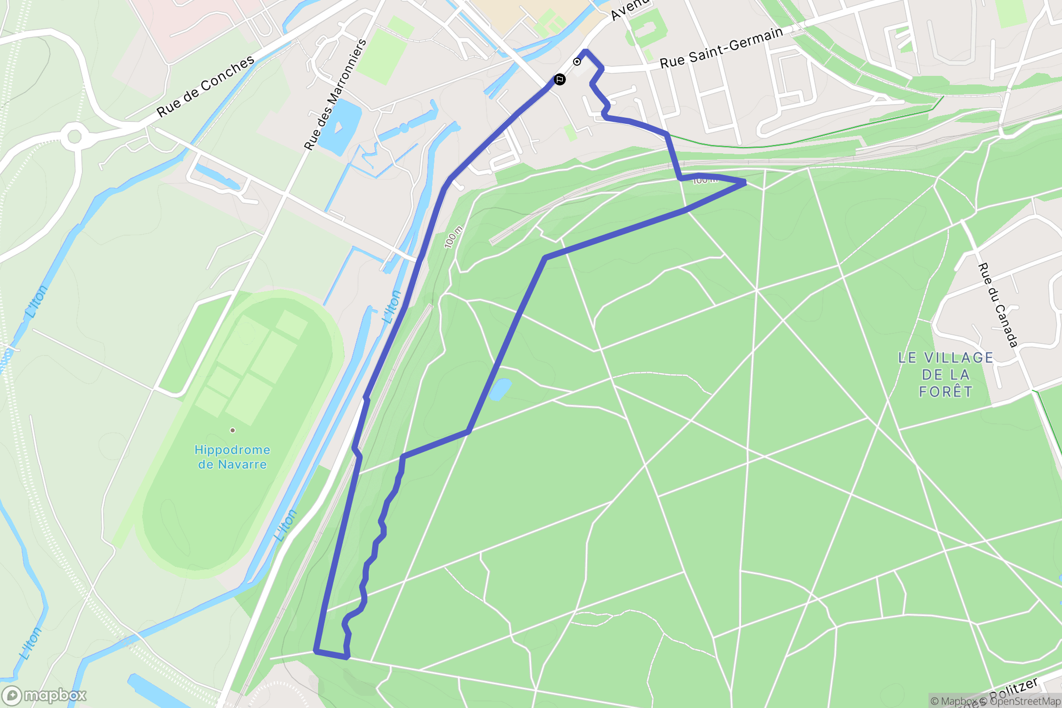 Évreux : carte du parcours de randonnée - France