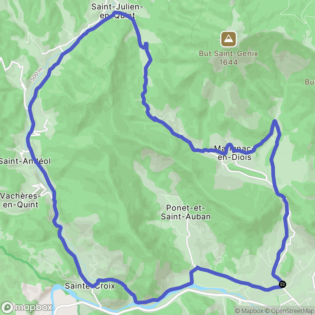 Die : carte du parcours de randonnée - France