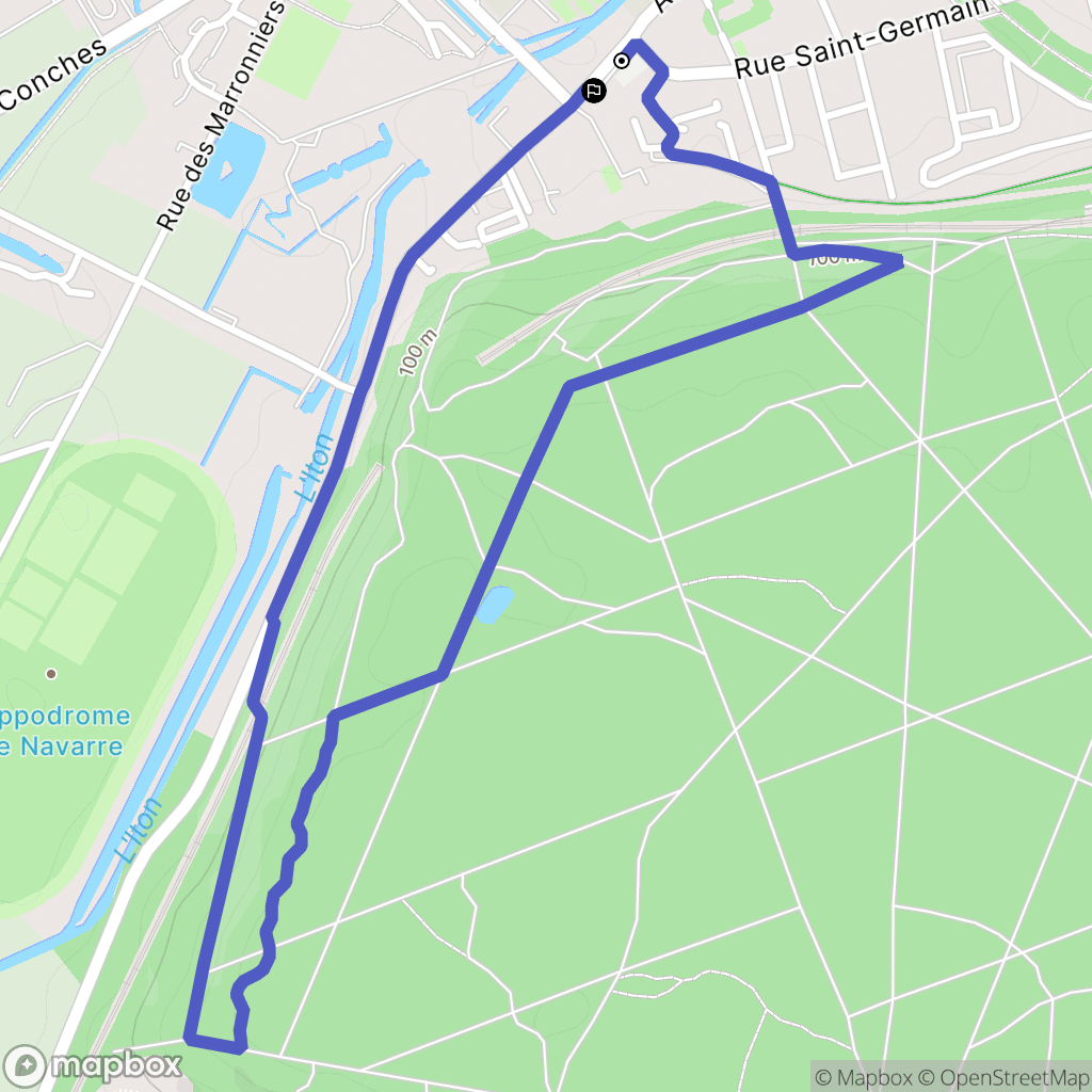 Évreux : carte du parcours de randonnée - France