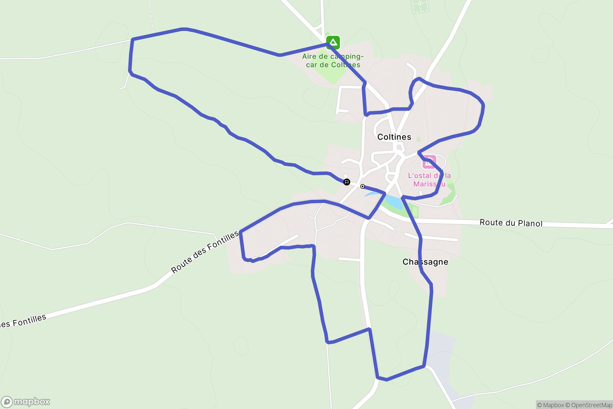 Coltines : carte du parcours de randonnée - France