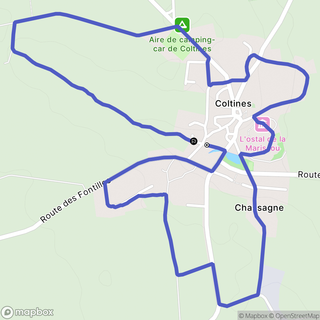Coltines : carte du parcours de randonnée - France