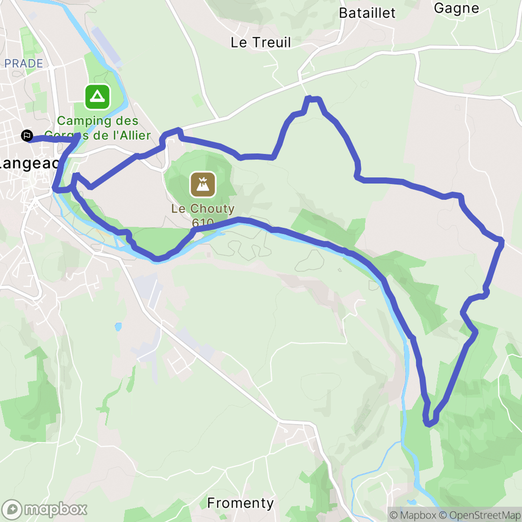 Langeac : carte du parcours de randonnée - France