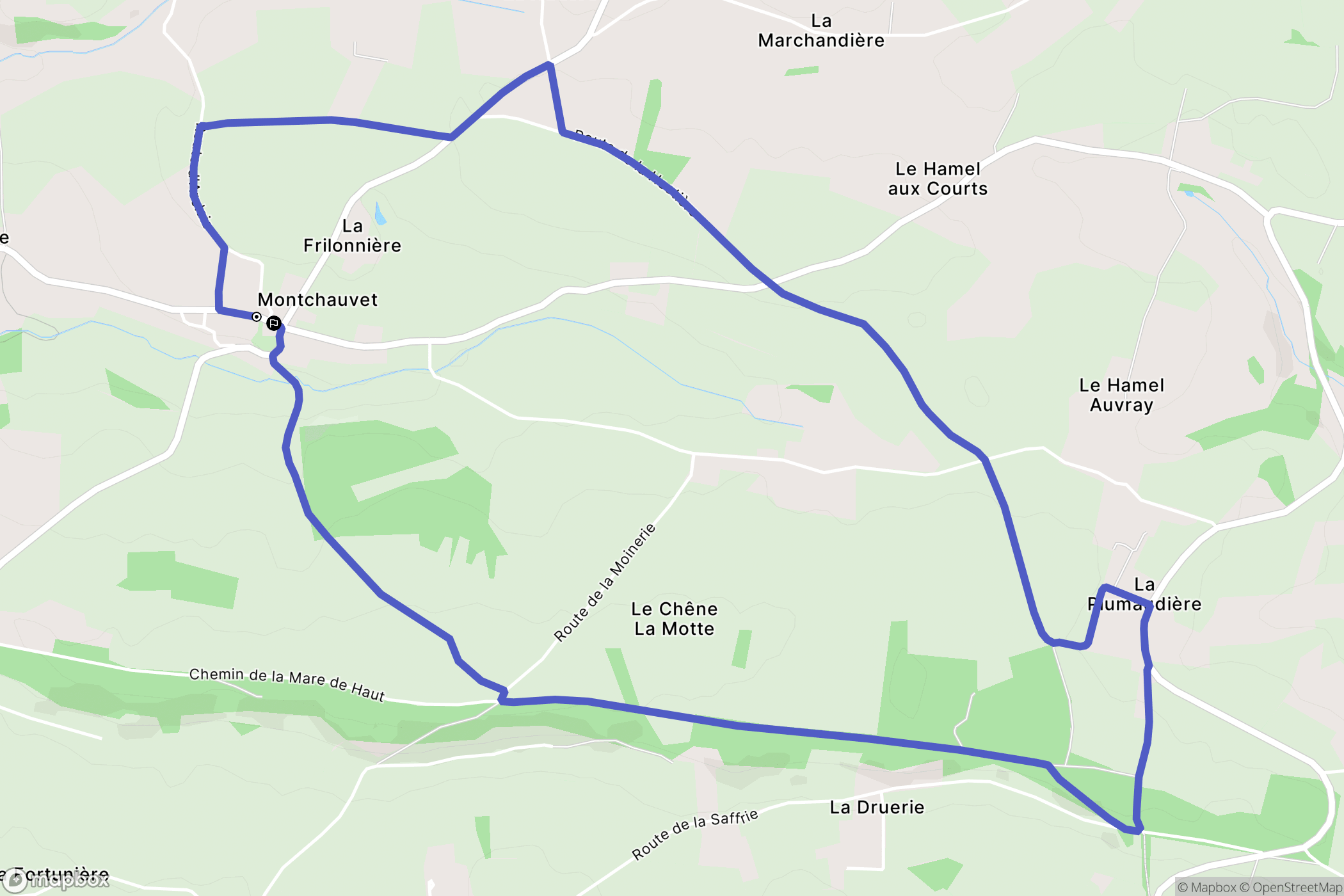 Souleuvre en Bocage : carte du parcours de randonnée - France