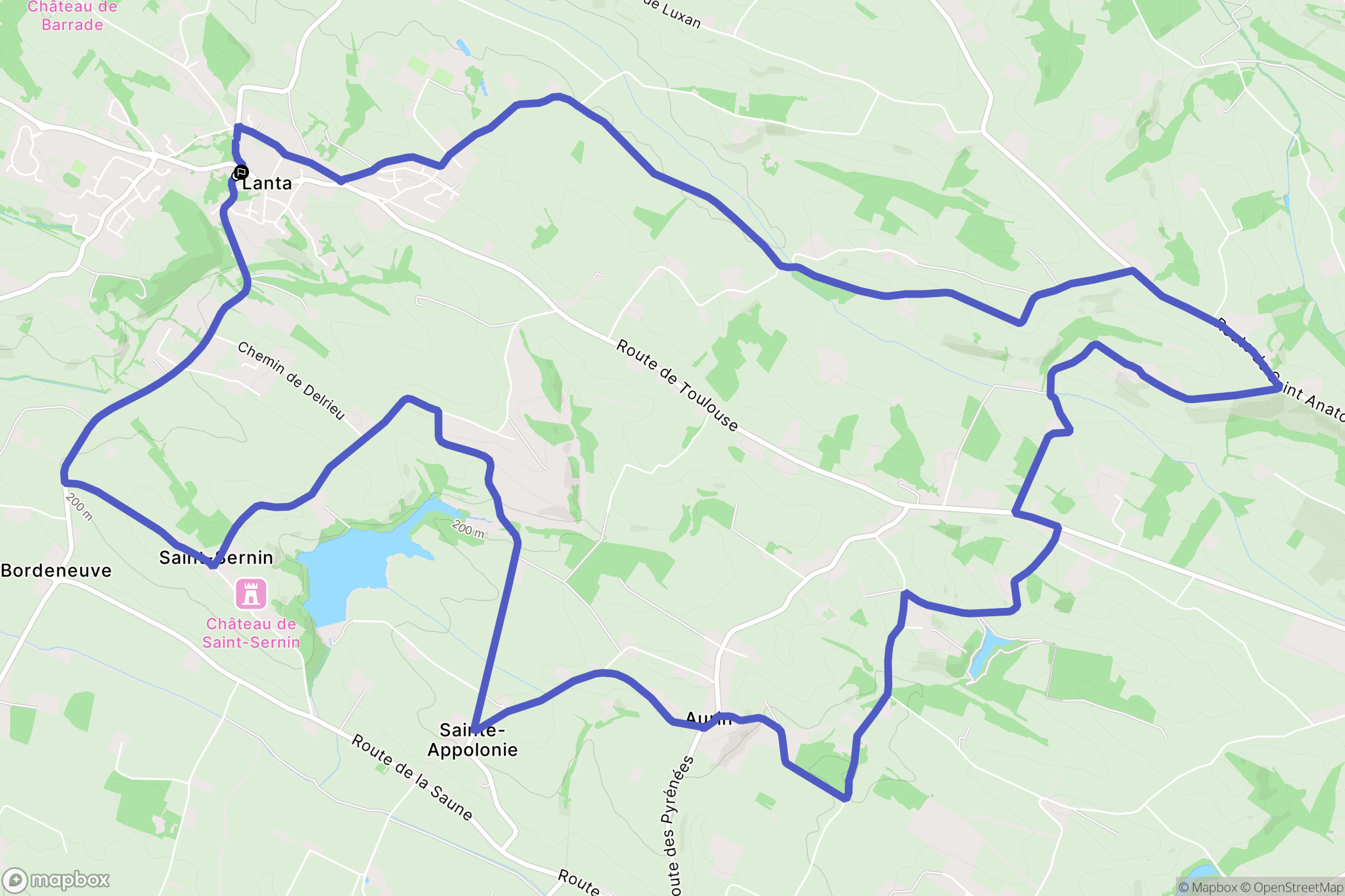 Lanta : carte du parcours de randonnée - France
