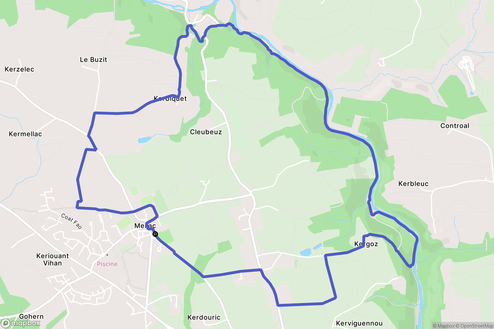 Mellac : carte du parcours de randonnée - France