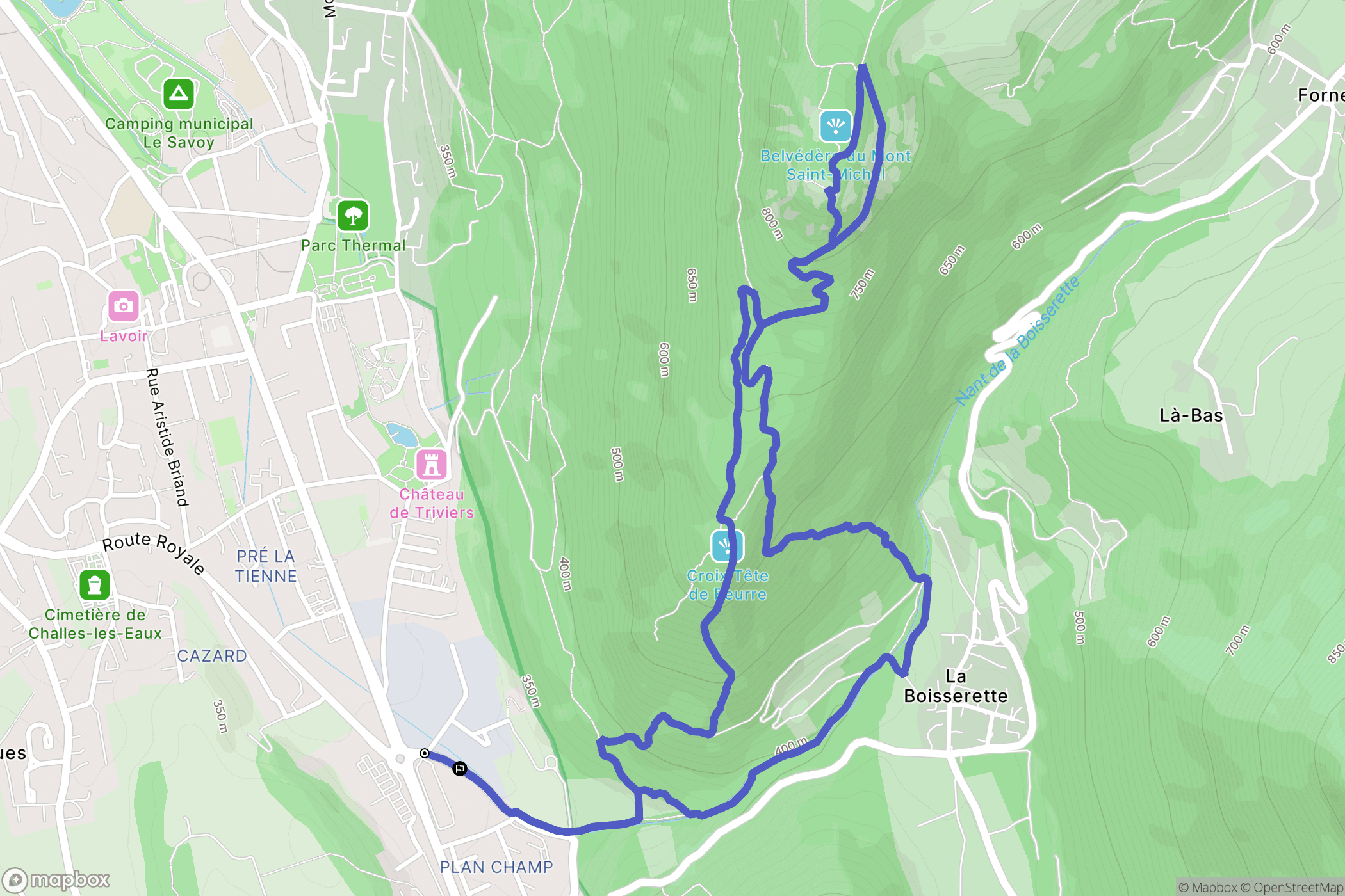 Saint-Jeoire-Prieuré : carte du parcours de randonnée - France