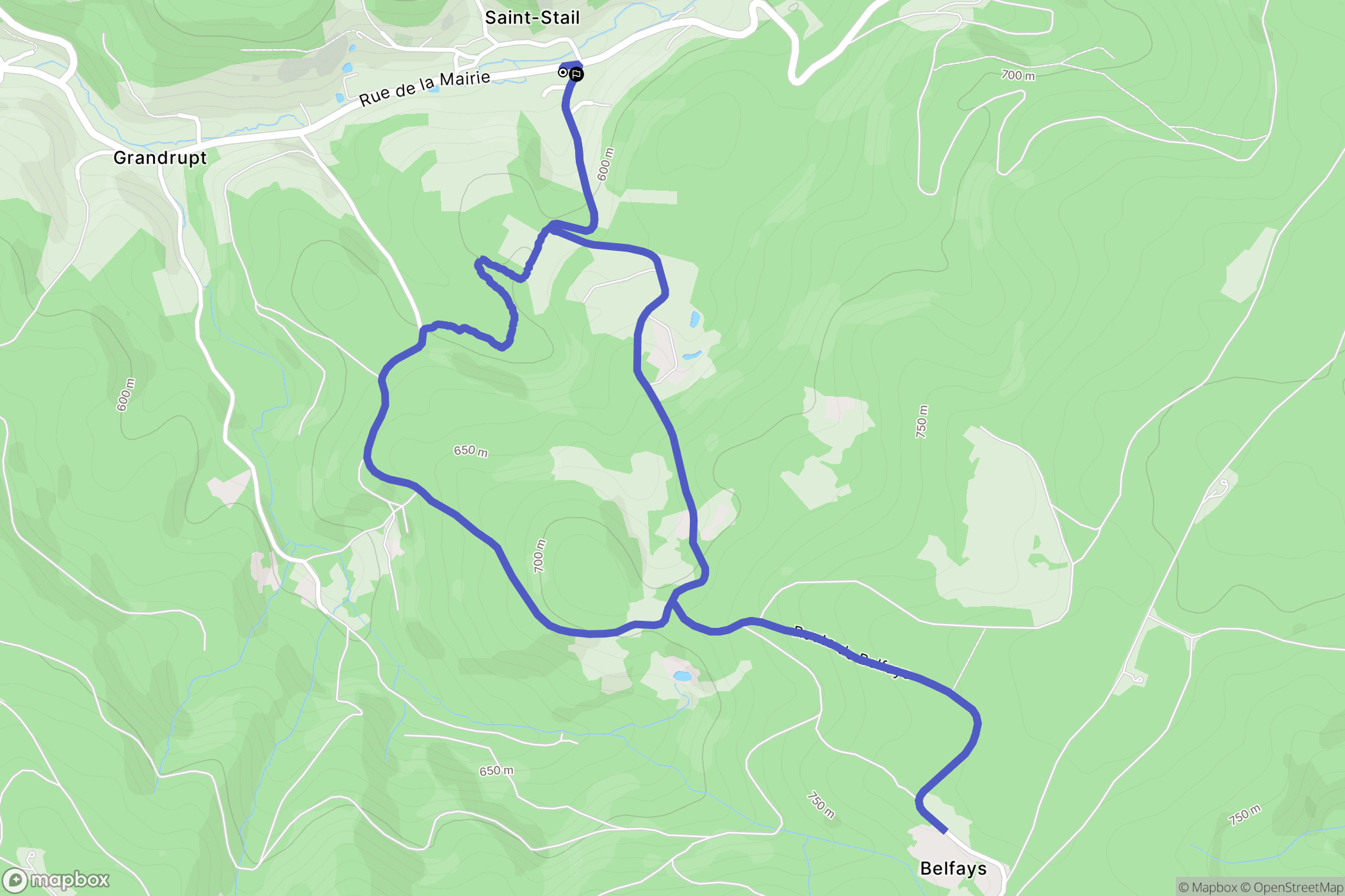 Saint-Stail : carte du parcours de randonnée - France