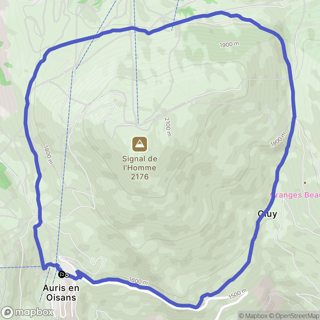 Auris : carte du parcours de randonnée - France