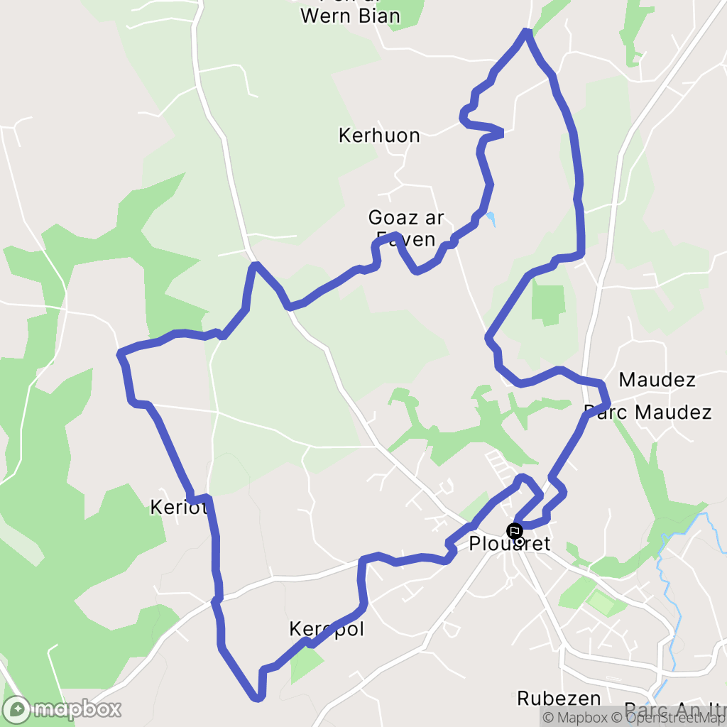 Plouaret : carte du parcours de randonnée - France