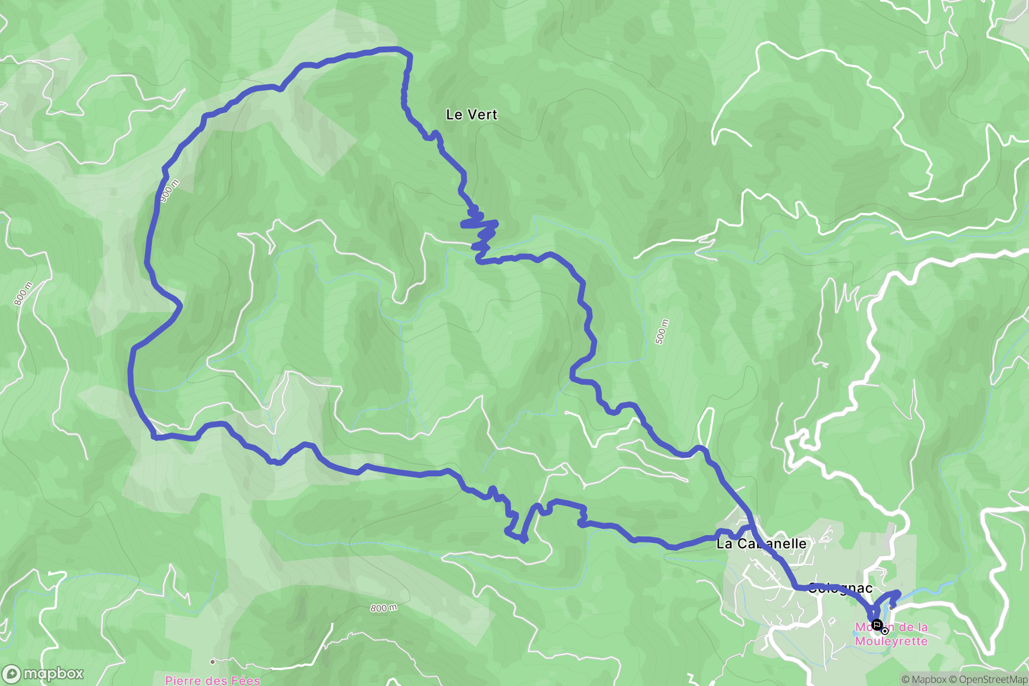 Colognac : carte du parcours de randonnée - France