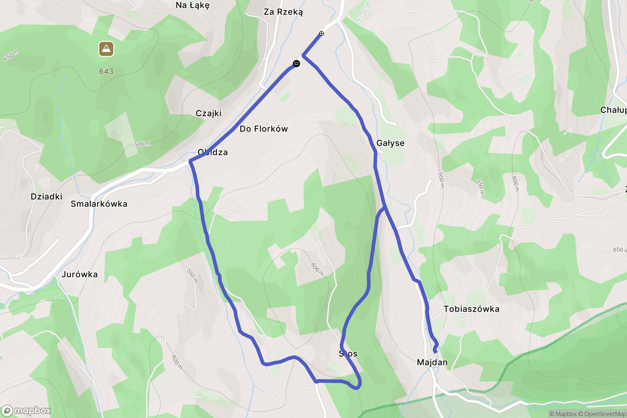 Obidza: mapa trasy - Poland