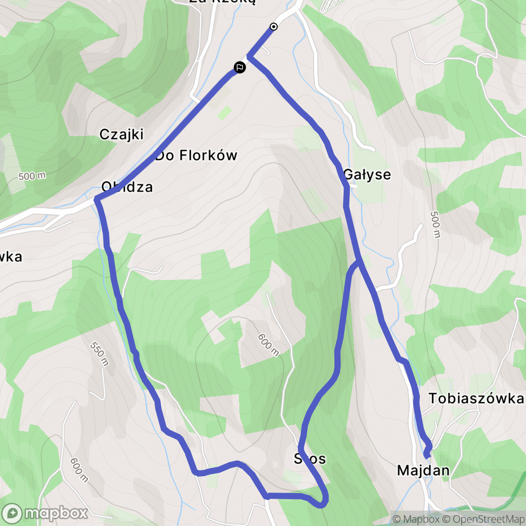 Obidza: mapa trasy - Poland