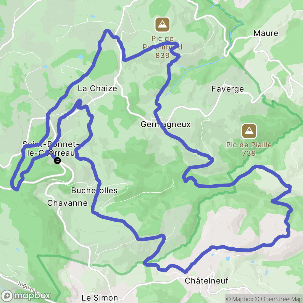 Saint-Bonnet-le-Courreau : carte du parcours de randonnée - France