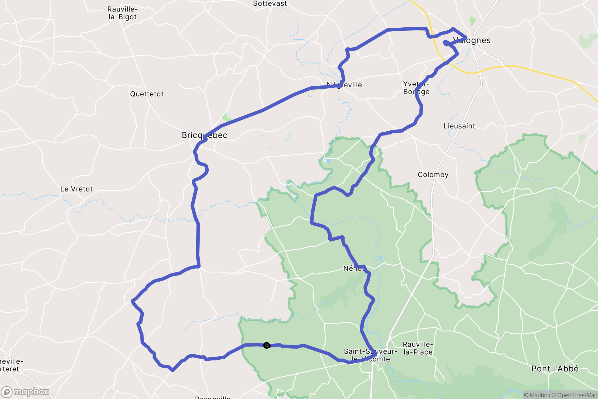 Saint-Sauveur-le-Vicomte : carte du parcours de randonnée - France