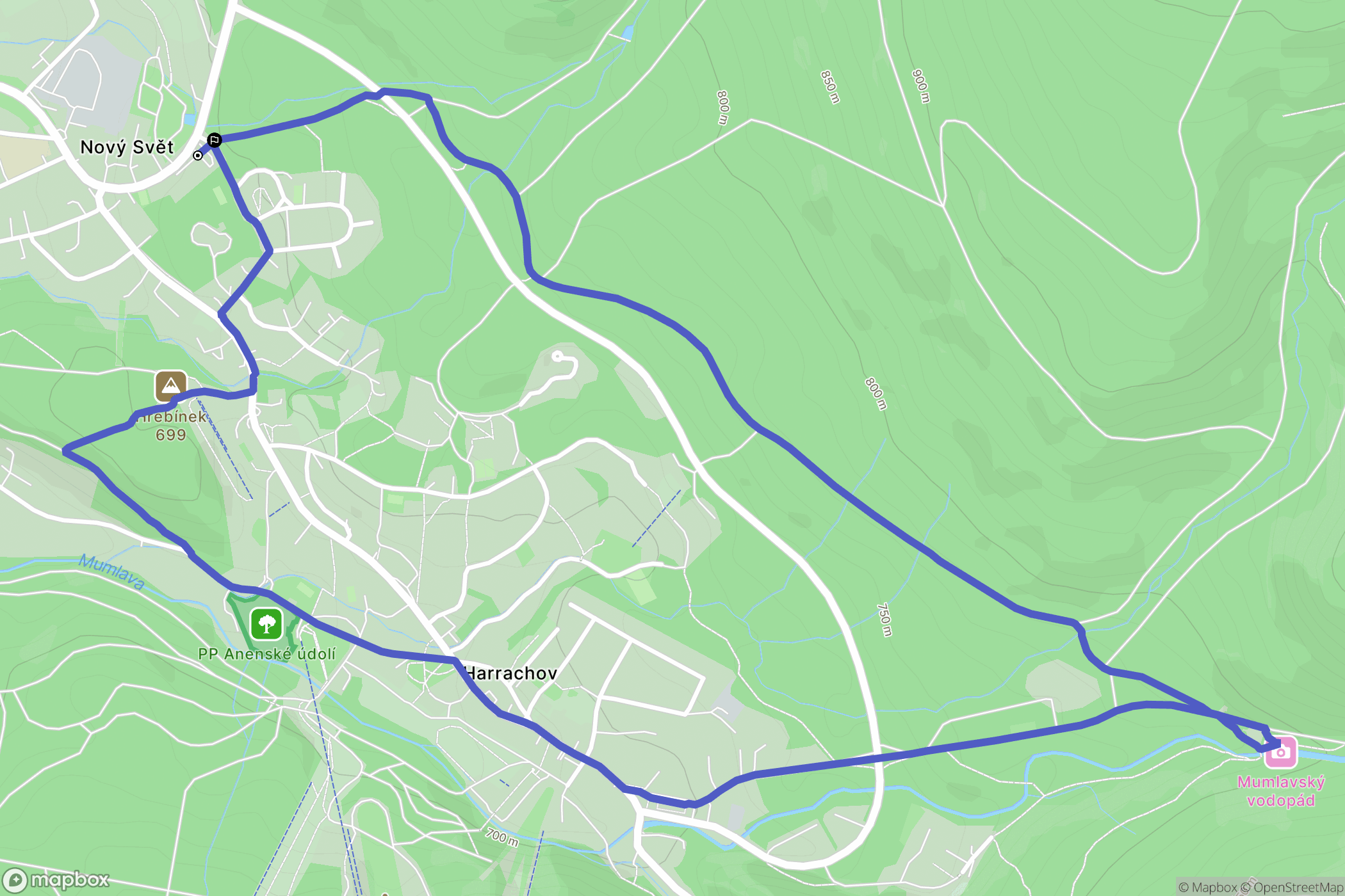 Harrachov: mapa trasy - Czechia
