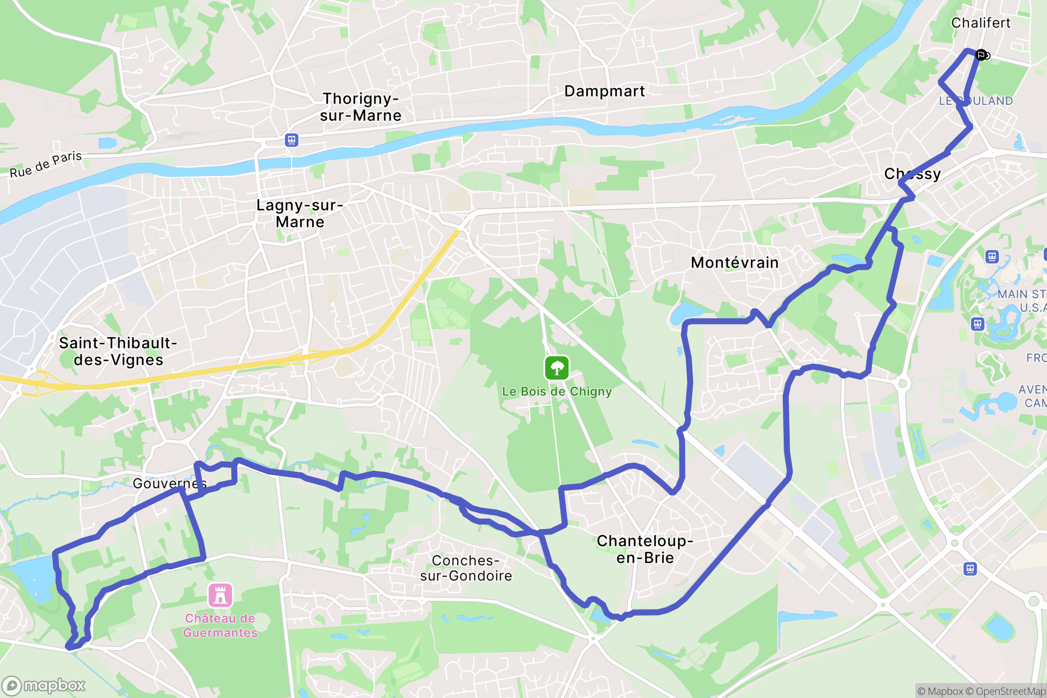 Chalifert : carte du parcours de randonnée - France