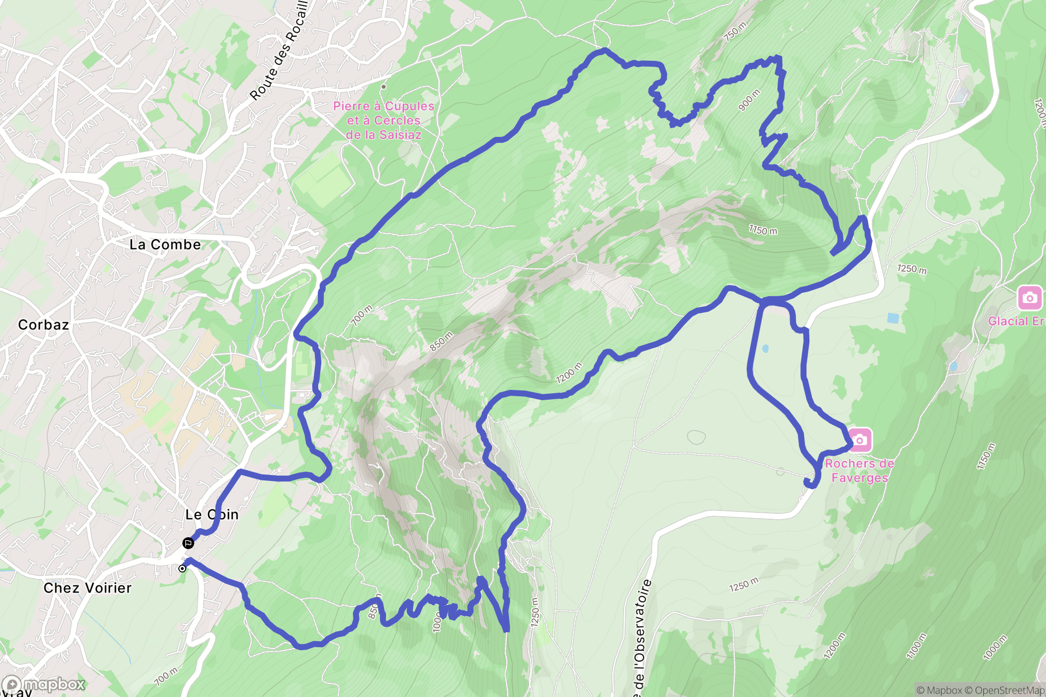 Collonges-sous-Salève : carte du parcours de randonnée - France