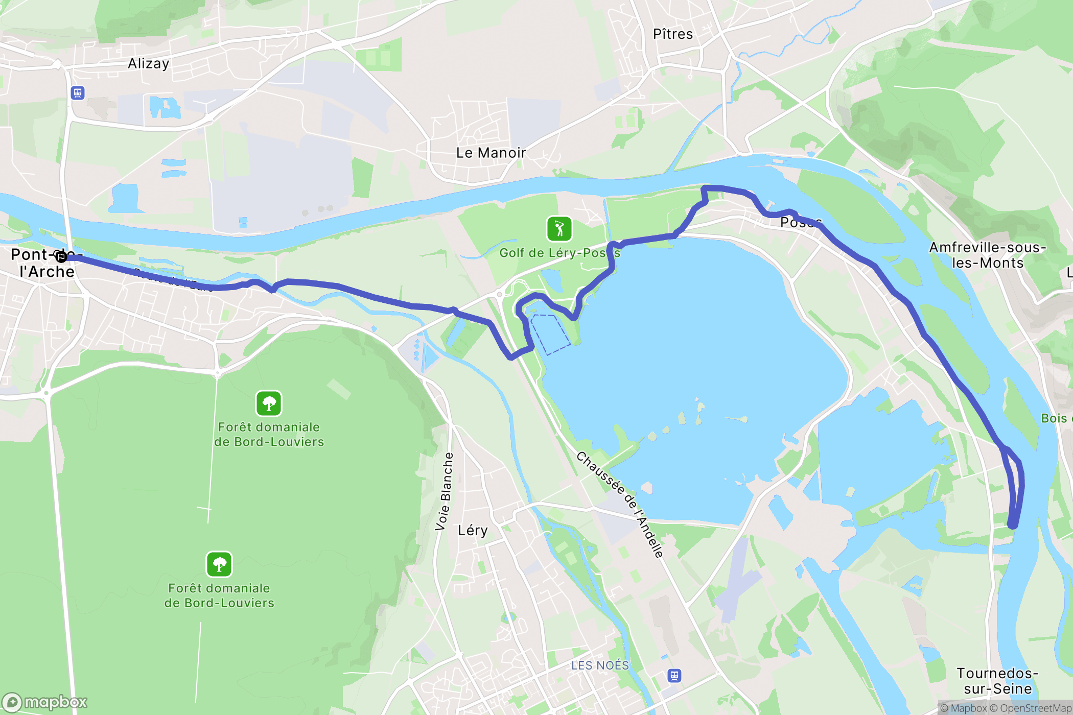 Pont-de-l'Arche : carte du parcours de randonnée - France
