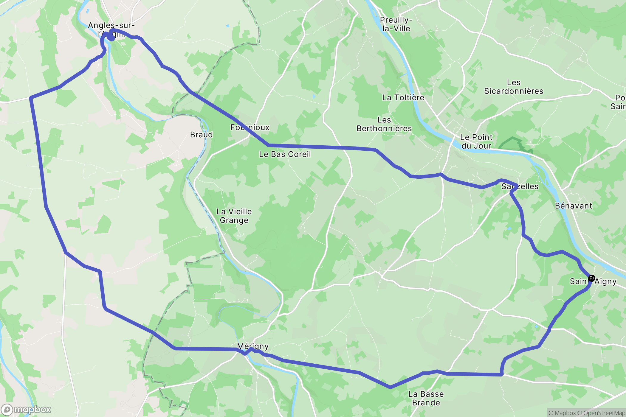 Saint-Aigny : carte du parcours de randonnée - France