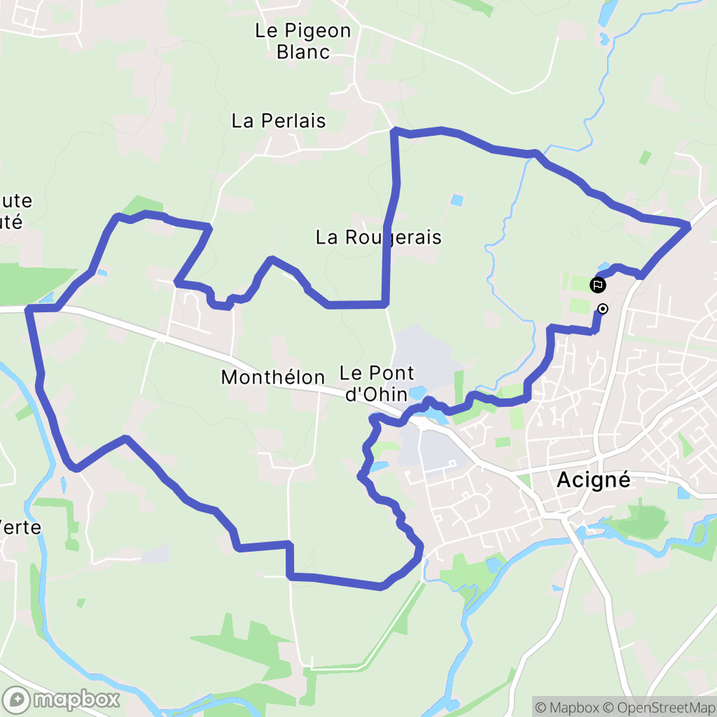 Acigné : carte du parcours de randonnée - France
