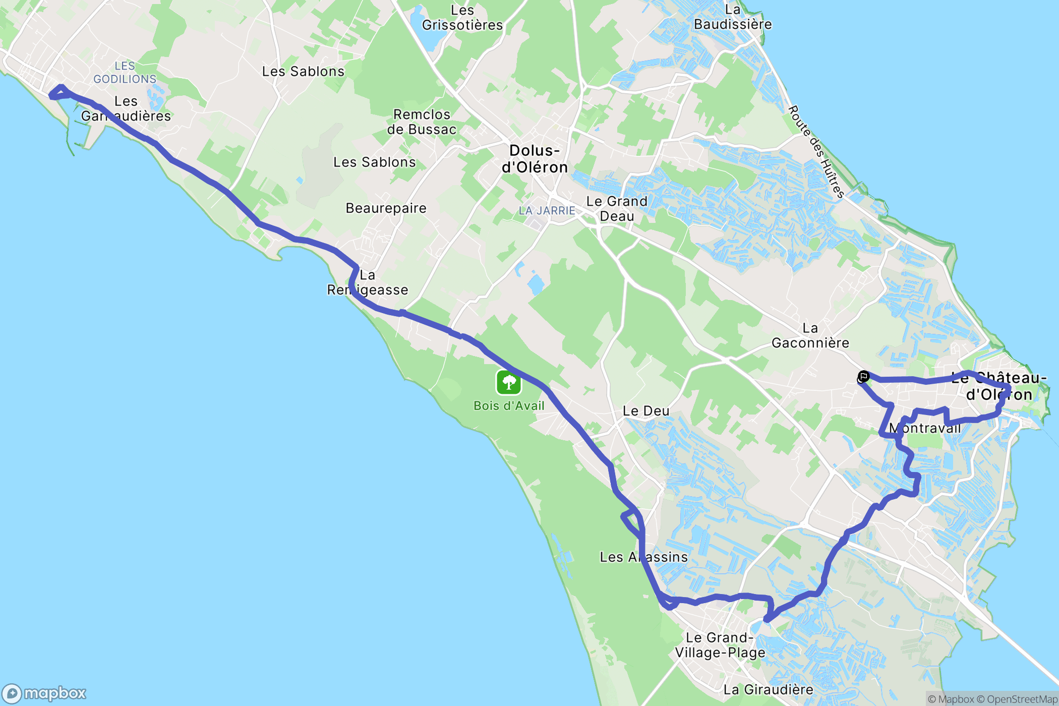 Le Château-d'Oléron : carte du parcours de randonnée - France