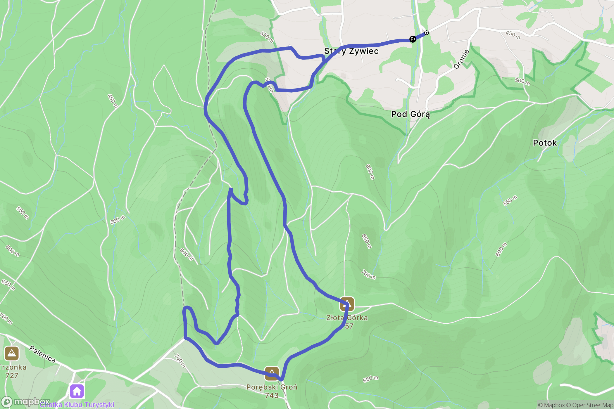 Roczyny: mapa trasy - Poland